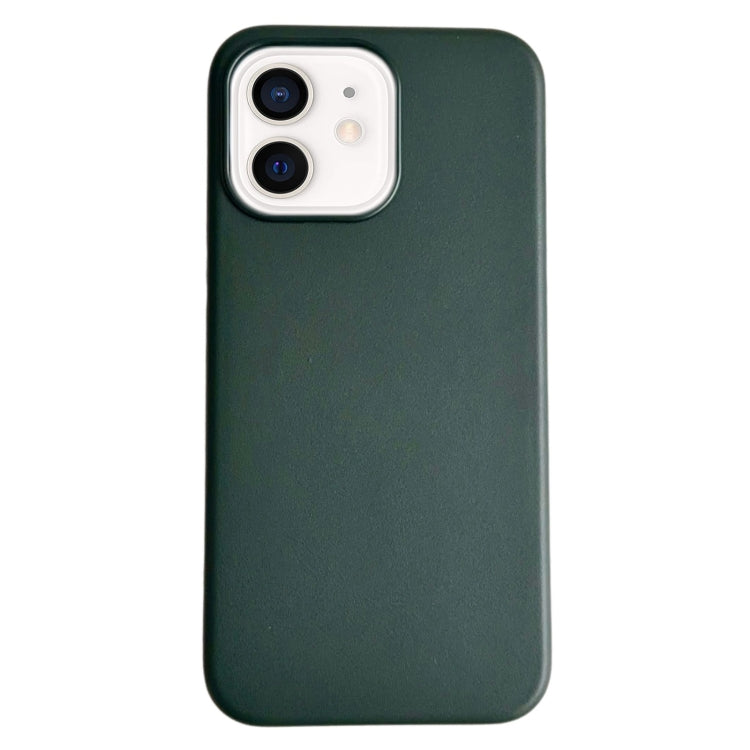 For iPhone 12 Pure Color Leather Magsafe Magnetic Phone Case(Dark Green) - iPhone 12 / 12 Pro Cases by buy2fix | Online Shopping UK | buy2fix