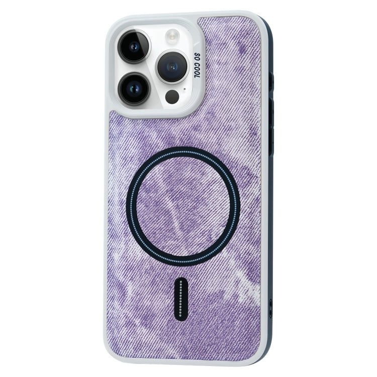 For iPhone 13 Pro Max Contrast Color Denim MagSafe Magnetic Phone Case(Pink Purple) - iPhone 13 Pro Max Cases by buy2fix | Online Shopping UK | buy2fix