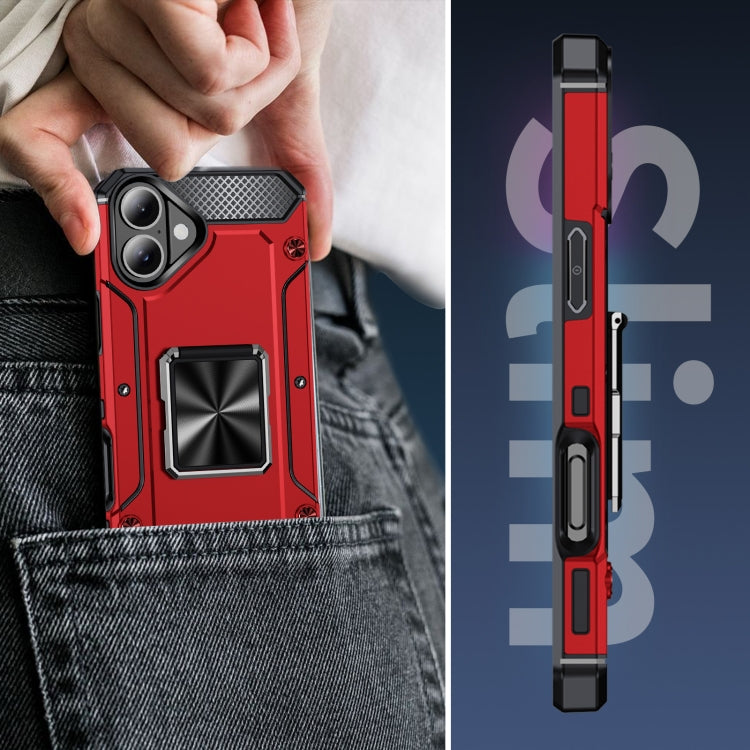 For iPhone 16 Pro Max Shockproof Metal Holder Phone Case(Red) - iPhone 16 Pro Max Cases by buy2fix | Online Shopping UK | buy2fix