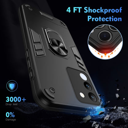 For vivo V29e 5G Shockproof Metal Ring Holder Phone Case(Black) - vivo Cases by buy2fix | Online Shopping UK | buy2fix