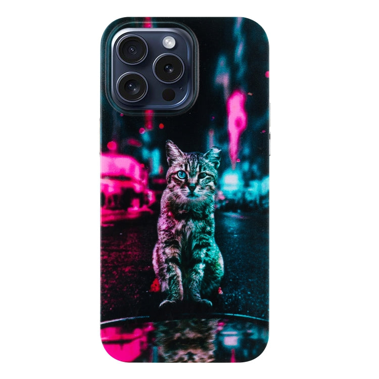 For iPhone 16 Pro Colorful Painting Pattern TPU Phone Case(Traffic Light Cat) - iPhone 16 Pro Cases by buy2fix | Online Shopping UK | buy2fix