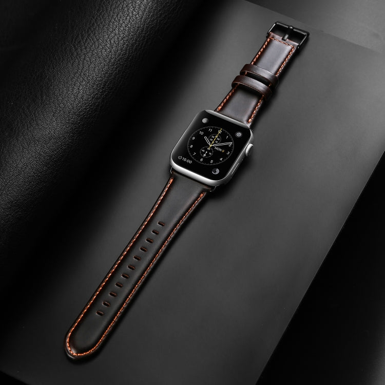 For Apple Watch Series 9 41mm DUX DUCIS Business Genuine Leather Watch Strap(Coffee) - Watch Bands by DUX DUCIS | Online Shopping UK | buy2fix