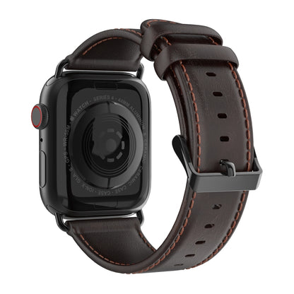 For Apple Watch SE 44mm DUX DUCIS Business Genuine Leather Watch Strap(Coffee) - Watch Bands by DUX DUCIS | Online Shopping UK | buy2fix