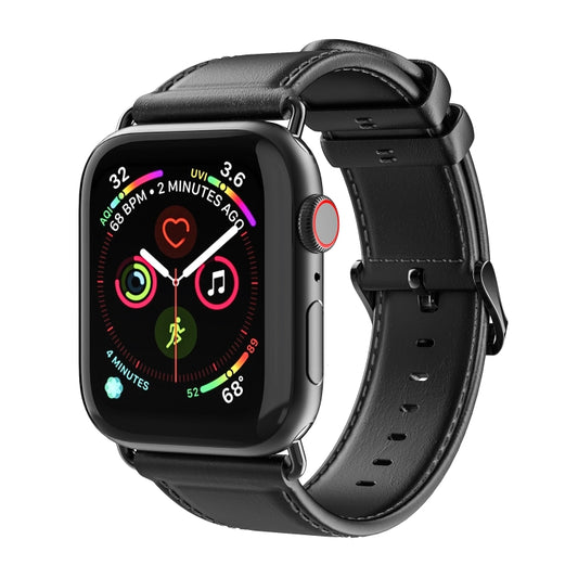 For Apple Watch 38mm DUX DUCIS Business Genuine Leather Watch Strap(Black) - Watch Bands by DUX DUCIS | Online Shopping UK | buy2fix