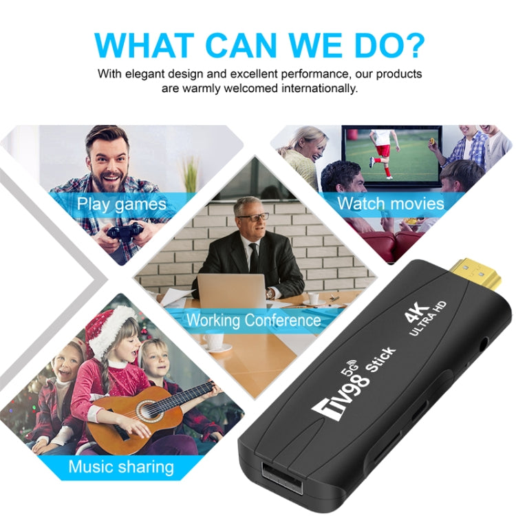 TV98 Rockchip 3228A Quad Core 4K HD Bluetooth Android TV Stick, RAM:4GB+32GB(EU Plug) - Android TV Sticks by buy2fix | Online Shopping UK | buy2fix