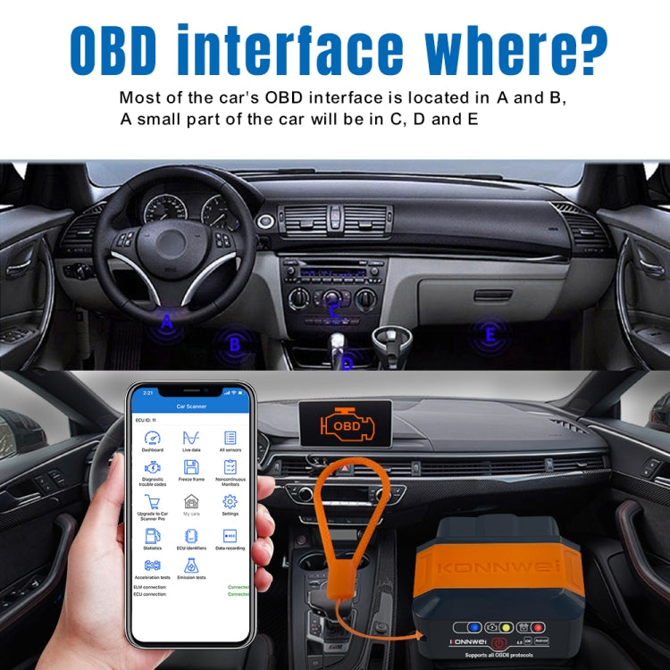 KONNWEI KW906 Bluetooth 5.0 Car OBD2 Scanner Support Android & iOS(Black Orange) - Code Readers & Scan Tools by KONNWEI | Online Shopping UK | buy2fix
