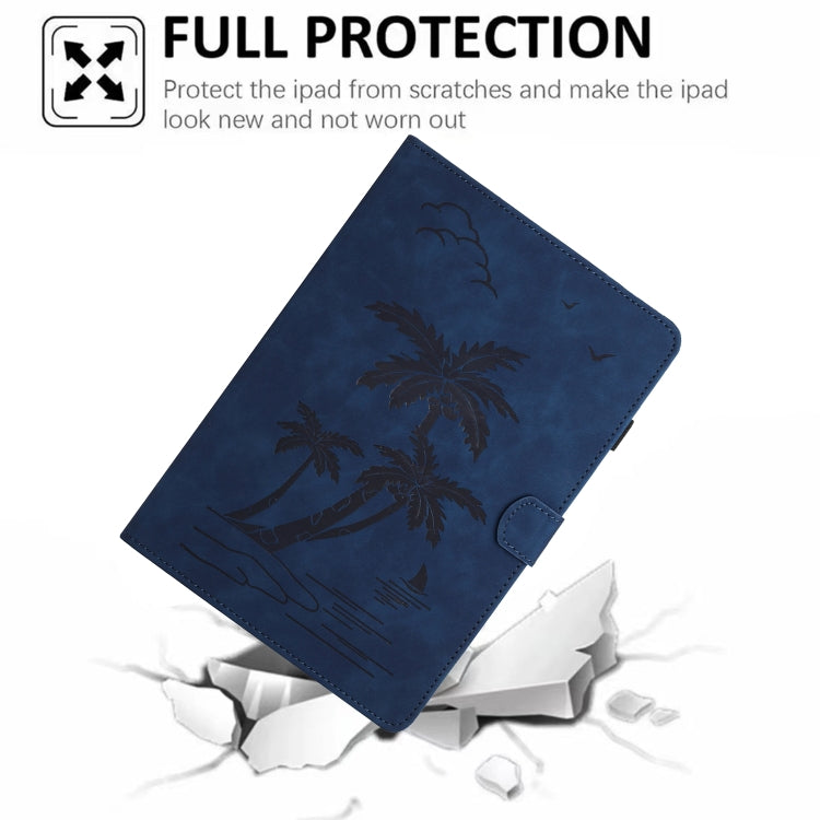 For Lenovo Tab M11/Xiaoxin Pad 11 2024 Coconut Tree Embossed Smart Leather Tablet Case(Blue) - Lenovo by buy2fix | Online Shopping UK | buy2fix