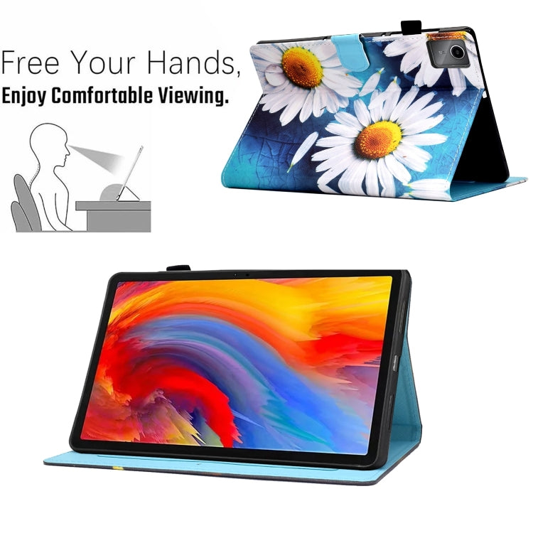 For Lenovo Tab M11 / Xiaoxin Pad 11 2024 Colored Drawing Sewing Pen Slot Leather Tablet Case(Sunflower) - Lenovo by buy2fix | Online Shopping UK | buy2fix