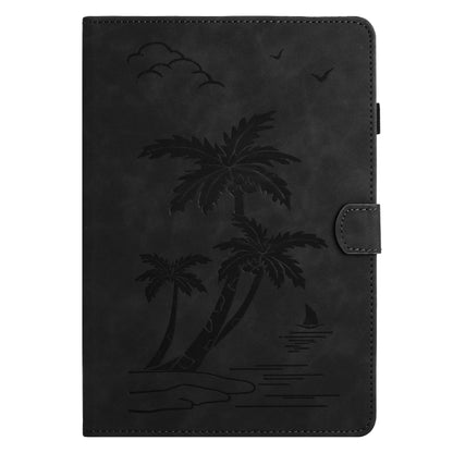 For Samsung Galaxy Tab S9 FE X510/X516B Coconut Tree Embossed Smart Leather Tablet Case(Black) - Galaxy Tab S9 FE by buy2fix | Online Shopping UK | buy2fix