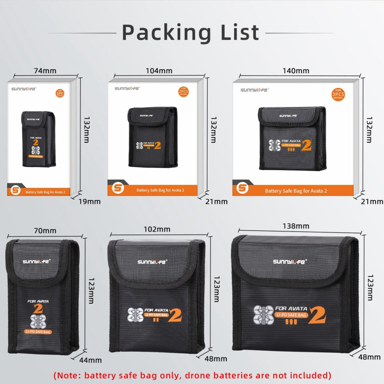 For DJI Avata 2 Sunnylife Battery Explosion-proof Safe Bag Protective Li-Po Safe Bag(For 3pcs Batteries) -  by Sunnylife | Online Shopping UK | buy2fix