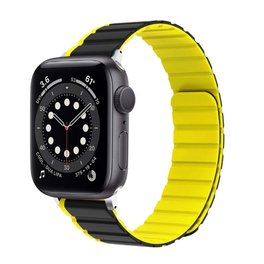 For Apple Watch Series 6 44mm ZGA Two Color Magnetic Silicone Watch Band(Grey+Yellow) - Watch Bands by ZGA | Online Shopping UK | buy2fix