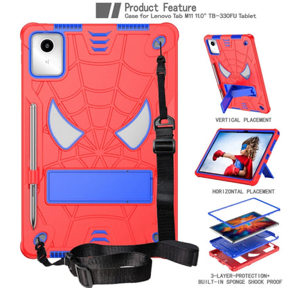 For Lenovo Tab M11/ Xiaoxin Pad 11 2024 Fold-Holder Spider Silicone Hybrid PC Tablet Case(Red Blue) - Lenovo by buy2fix | Online Shopping UK | buy2fix