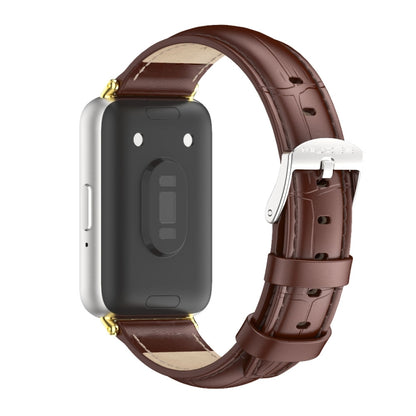 For Samsung Galaxy Fit 3 Mijobs Dual-sided Genuine Leather Watch Band(Bamboo Coffee Gold) - Watch Bands by MIJOBS | Online Shopping UK | buy2fix