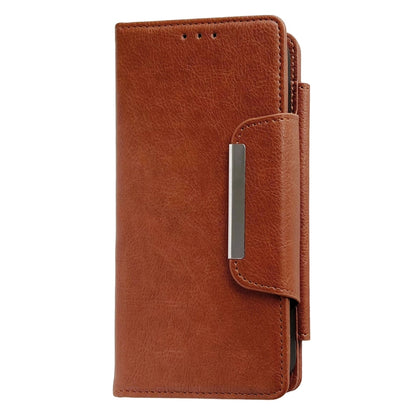 For iPhone 16 Plus Multifunctional Seven Cards Wallet Leather Phone Case(Brown) - iPhone 16 Plus Cases by buy2fix | Online Shopping UK | buy2fix