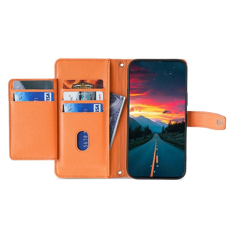 For Motorola Edge 5G 2024 Sheep Texture Cross-body Zipper Wallet Leather Phone Case(Orange) - Motorola Cases by buy2fix | Online Shopping UK | buy2fix