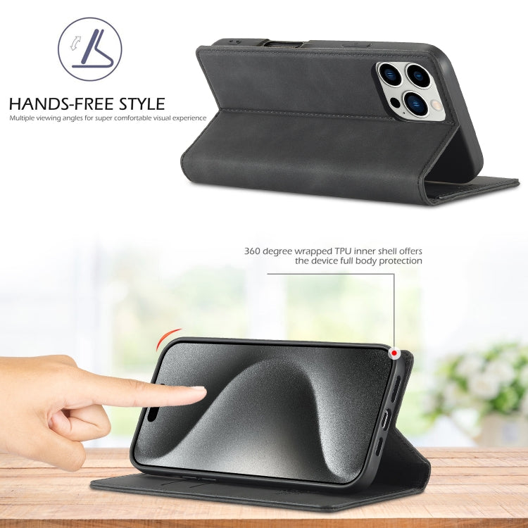 For iPhone 16 Pro LC.IMEEKE Strong Magnetism Microfiber Leather Phone Case(Black) - iPhone 16 Pro Cases by LC.IMEEKE | Online Shopping UK | buy2fix