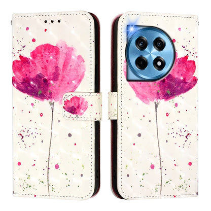 For OnePlus 12 5G Global 3D Painting Horizontal Flip Leather Phone Case(Flower) - OnePlus Cases by buy2fix | Online Shopping UK | buy2fix