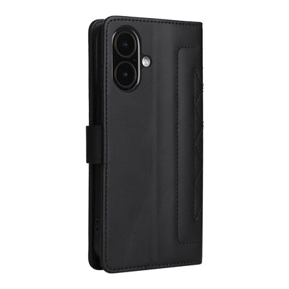 For iPhone 16 Plus Diamond Lattice Leather Flip Phone Case(Black) - iPhone 16 Plus Cases by buy2fix | Online Shopping UK | buy2fix