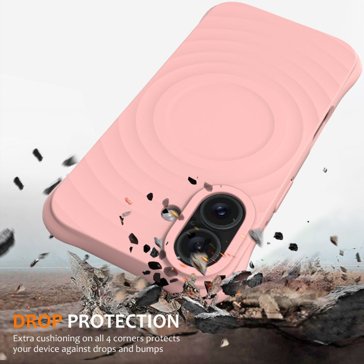 For iPhone 16 Wave Texture MagSafe Magnetic Liquid Silicone Phone Case(Pink) - iPhone 16 Cases by buy2fix | Online Shopping UK | buy2fix