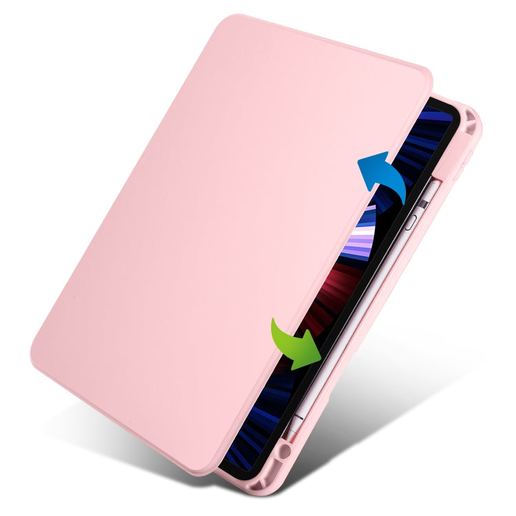 For iPad Air 11 2024 Acrylic 360 Degree Rotation Holder Leather Tablet Case(Sand Pink) - iPad Air 11 2024 Cases by buy2fix | Online Shopping UK | buy2fix