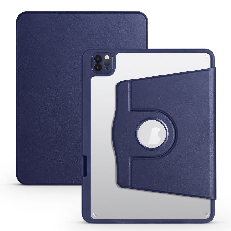 For iPad Air 11 2025 / 2024 Acrylic 360 Degree Rotation Holder Leather Tablet Case(Dark Blue) - More iPad Cases by buy2fix | Online Shopping UK | buy2fix