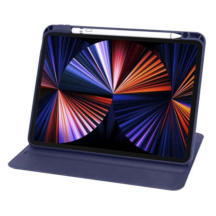 For iPad Air 11 2025 / 2024 Acrylic 360 Degree Rotation Holder Leather Tablet Case(Dark Blue) - More iPad Cases by buy2fix | Online Shopping UK | buy2fix