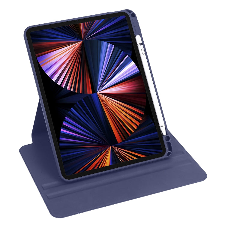 For iPad Air 11 2025 / 2024 Acrylic 360 Degree Rotation Holder Leather Tablet Case(Dark Blue) - More iPad Cases by buy2fix | Online Shopping UK | buy2fix