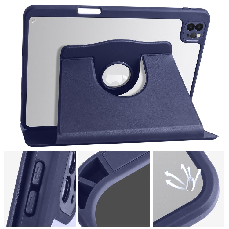 For iPad Air 11 2025 / 2024 Acrylic 360 Degree Rotation Holder Leather Tablet Case(Dark Blue) - More iPad Cases by buy2fix | Online Shopping UK | buy2fix