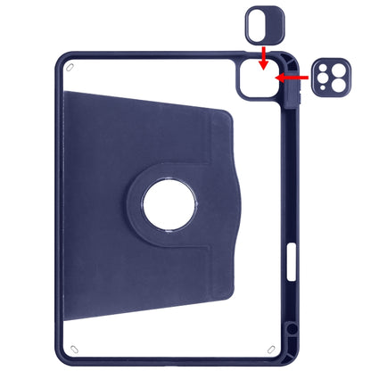 For iPad Air 11 2025 / 2024 Acrylic 360 Degree Rotation Holder Leather Tablet Case(Dark Blue) - More iPad Cases by buy2fix | Online Shopping UK | buy2fix