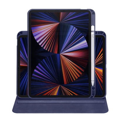 For iPad Air 11 2025 / 2024 Acrylic 360 Degree Rotation Holder Leather Tablet Case(Dark Blue) - More iPad Cases by buy2fix | Online Shopping UK | buy2fix