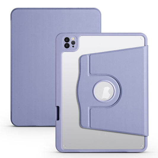 For iPad Air 11 2024 Acrylic 360 Degree Rotation Holder Leather Tablet Case(Lavender Purple) - iPad Air 11 2024 Cases by buy2fix | Online Shopping UK | buy2fix