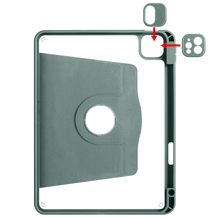 For iPad Pro 11 2024 Acrylic 360 Degree Rotation Holder Leather Tablet Case(Pine Green) - iPad Pro 11 2024 Cases by buy2fix | Online Shopping UK | buy2fix