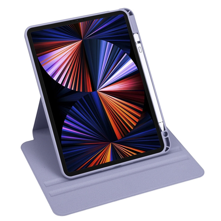 For iPad Pro 11 2024 Acrylic 360 Degree Rotation Holder Leather Tablet Case(Lavender Purple) - iPad Pro 11 2024 Cases by buy2fix | Online Shopping UK | buy2fix