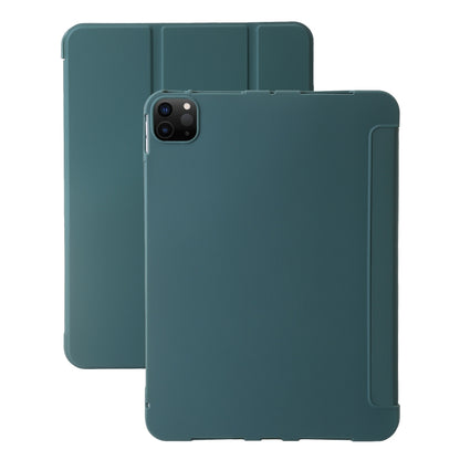 For iPad Pro 11 2024 Three-fold Holder Flip Tablet Leather Case(Dark Green) - iPad Pro 11 2024 Cases by buy2fix | Online Shopping UK | buy2fix