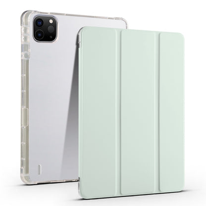 For iPad Pro 13 2024 3-fold Clear TPU Smart Leather Tablet Case with Pen Slot(Light Green) - iPad Pro 13 2024 Cases by buy2fix | Online Shopping UK | buy2fix