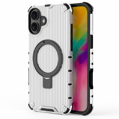 For iPhone 16 Plus Grating Holder Shockproof Phone Case(Transparent) - iPhone 16 Plus Cases by buy2fix | Online Shopping UK | buy2fix