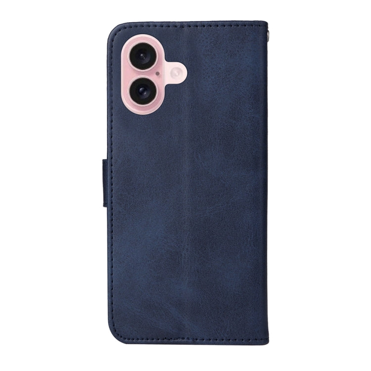 For iPhone 16 Classic Calf Texture Flip Leather Phone Case(Blue) - iPhone 16 Cases by buy2fix | Online Shopping UK | buy2fix