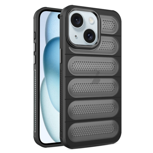 For iPhone 15 Cooling Armor Translucent Mesh Breathable Phone Case(Black) - iPhone 15 Cases by buy2fix | Online Shopping UK | buy2fix