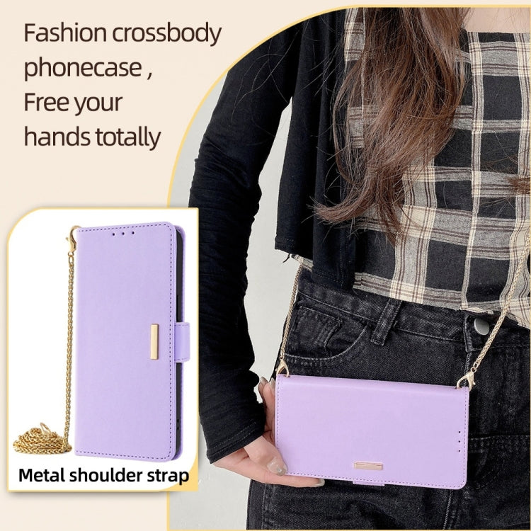 For OnePlus 12 5G Crossbody Chain Leather Phone Case(Purple) - OnePlus Cases by buy2fix | Online Shopping UK | buy2fix