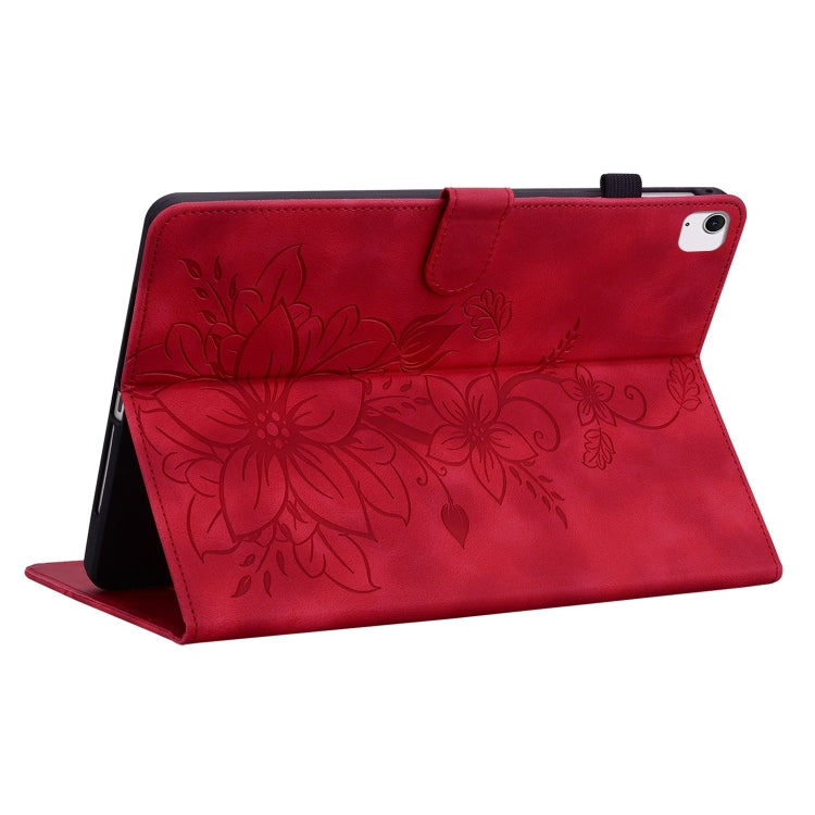 For iPad Air 13 2024 Lily Embossed Leather Smart Tablet Case(Red) - iPad Air 13 2024 Cases by buy2fix | Online Shopping UK | buy2fix