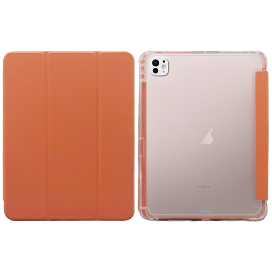 For iPad Pro 11 2024 3-folding Electric Pressed Skin Texture Leather Tablet Case(Orange) - iPad Pro 11 2024 Cases by buy2fix | Online Shopping UK | buy2fix