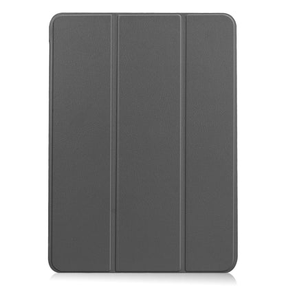 For iPad Air 11 2024 Custer Pure Color 3-Fold Holder Smart Leather Tablet Case(Gray) - iPad Air 11 2024 Cases by buy2fix | Online Shopping UK | buy2fix