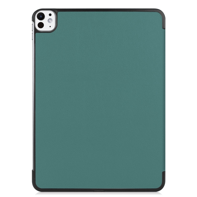 For iPad Pro 11 2024 Custer Pure Color 3-Fold Holder Smart Leather Tablet Case(Dark Green) - iPad Pro 11 2024 Cases by buy2fix | Online Shopping UK | buy2fix