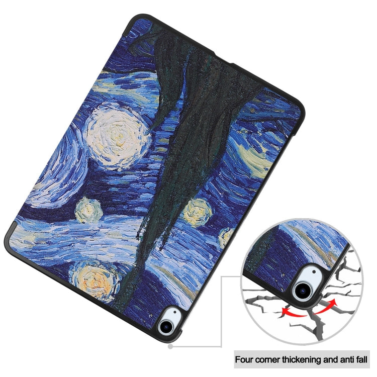 For iPad Air 11 2024 Custer Painted 3-Fold Holder Smart Leather Tablet Case(Starry Sky) - iPad Air 11 2024 Cases by buy2fix | Online Shopping UK | buy2fix