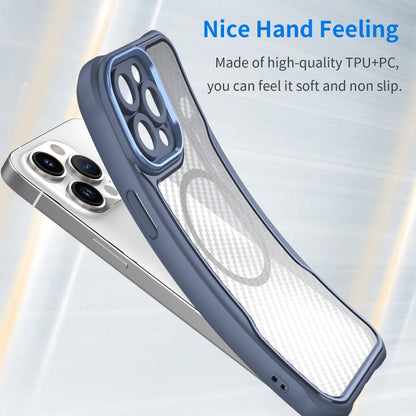 For iPhone 15 Plus / 14 Plus Carbon Fiber Texture MagSafe Translucent Phone Case(Blue) - iPhone 15 Plus Cases by buy2fix | Online Shopping UK | buy2fix