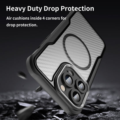 For iPhone 11 Pro Max Carbon Fiber Texture MagSafe Translucent Phone Case(Black) - iPhone 11 Pro Max Cases by buy2fix | Online Shopping UK | buy2fix