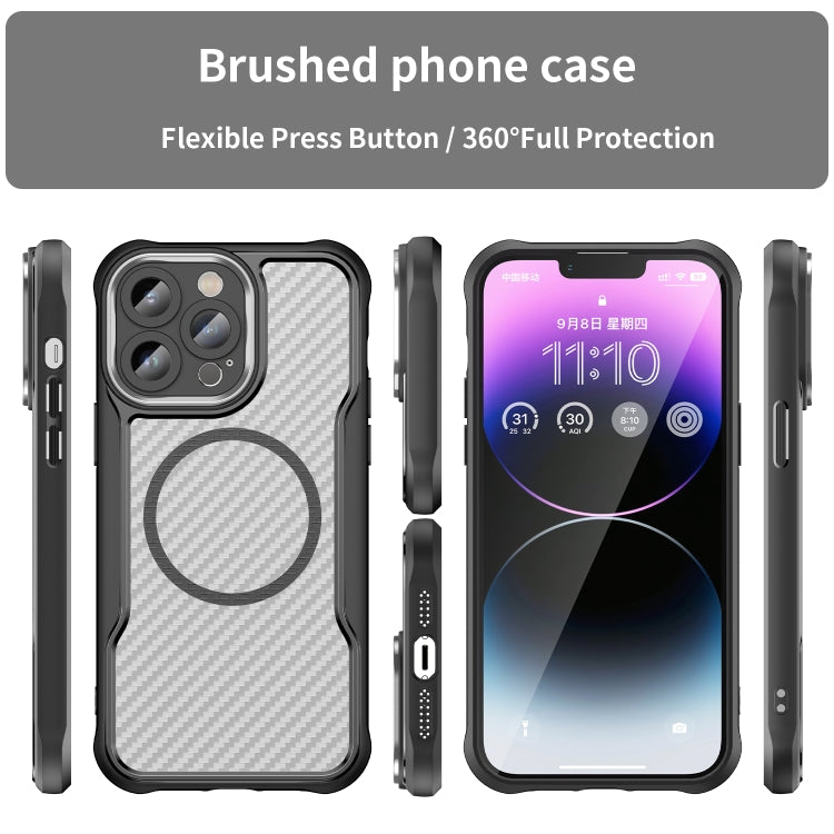 For iPhone 12 Pro Carbon Fiber Texture MagSafe Translucent Phone Case(Black) - iPhone 12 / 12 Pro Cases by buy2fix | Online Shopping UK | buy2fix