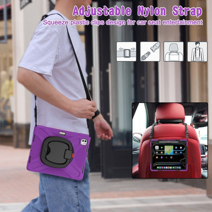 For iPad Pro 11 2024 Silicone Hybrid PC Tablet Case with Holder & Shoulder Strap(Purple) - iPad Pro 11 2024 Cases by buy2fix | Online Shopping UK | buy2fix