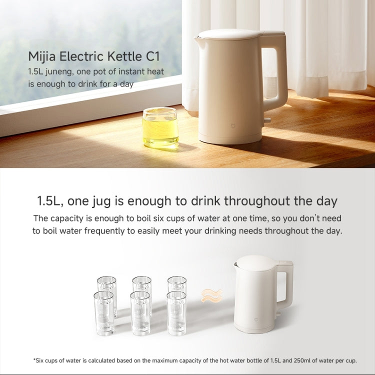 Xiaomi Mijia 1.5L 1500W Electric Kettle C1, CN Plug(White) - Electric Kettle & Stoves by Xiaomi | Online Shopping UK | buy2fix