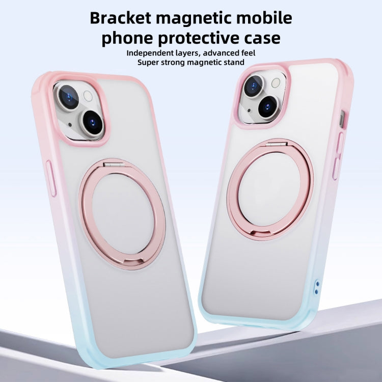 For iPhone 15 Pro Max MagSafe Holder PC Hybrid TPU Phone Case(Pink Blue) - iPhone 15 Pro Max Cases by buy2fix | Online Shopping UK | buy2fix